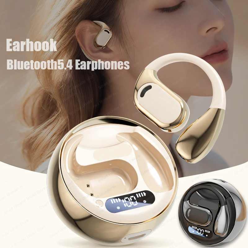 Wireless Earphones Noise Canceling Ear Hanging Waterproof Headphones HIFI Headset Bluetooth 5.4 Open Sports Earbuds with Mic