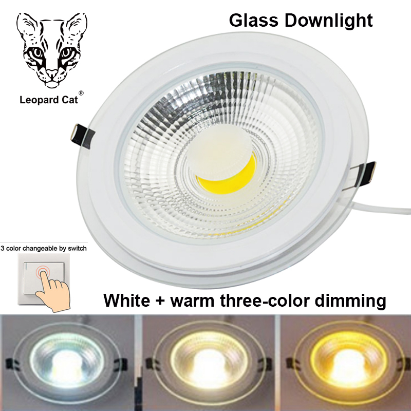 Leopard Cat LED Downlight 7W 10W 15W 25W COB Lamp Warm white + blue light + purple light 220V Spotlight Recessed Round Panel Light Indoor Lighting Down Light with Driver