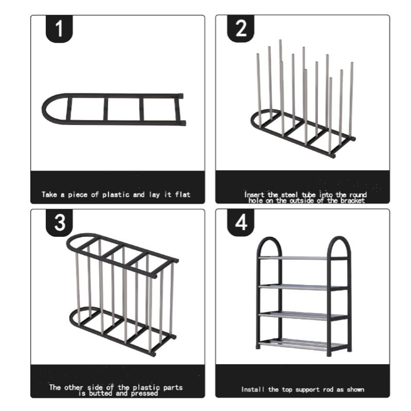 41*19*57 cm Multi layer steel pipe shoe rack CRRSHOP Small shoe rack and shoe cabinet Storage rack black pink blue grey white shoe rack