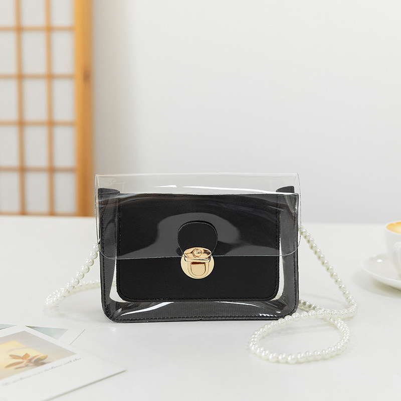 Bags Woman Literary Messenger Shoulder Handbag Pearl chain wrap small clear  The new pu fashion body cross bag lady handbag  pvc new square designer tote handbags hand bags ladies for women