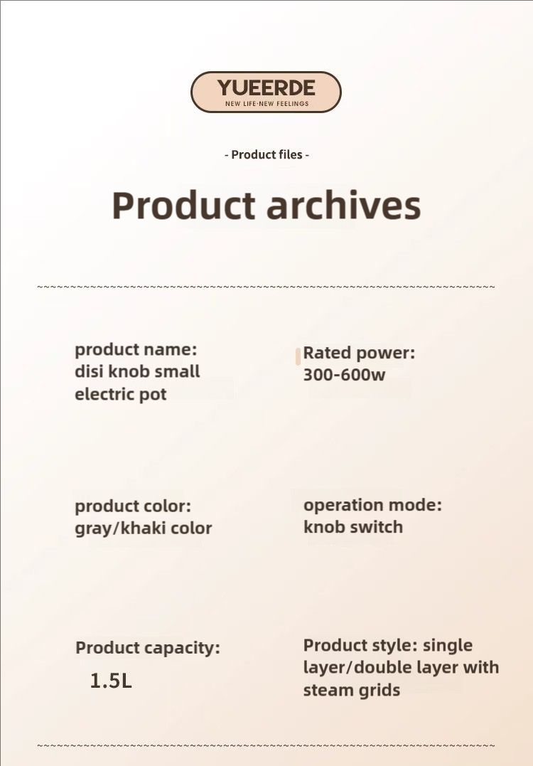 DISI multifunctional electric cooking pot with steamer, two levels of firepower,portable cookware,stew,boil,saute,fry,steam,1.5L