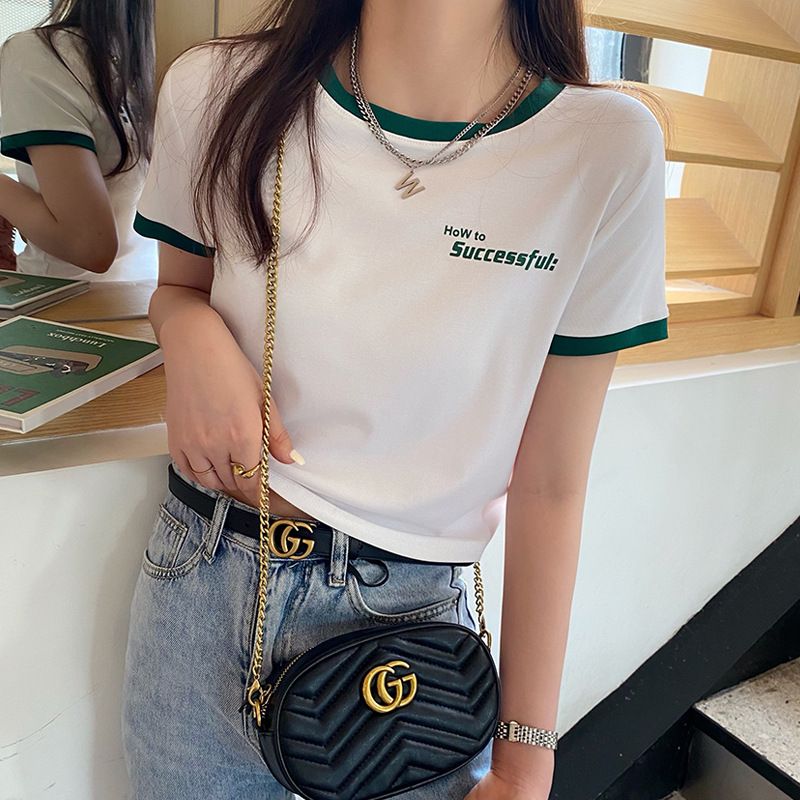 YF6168 Women's Print Crop Top Summer Short Sleeve Graphic T-Shirts