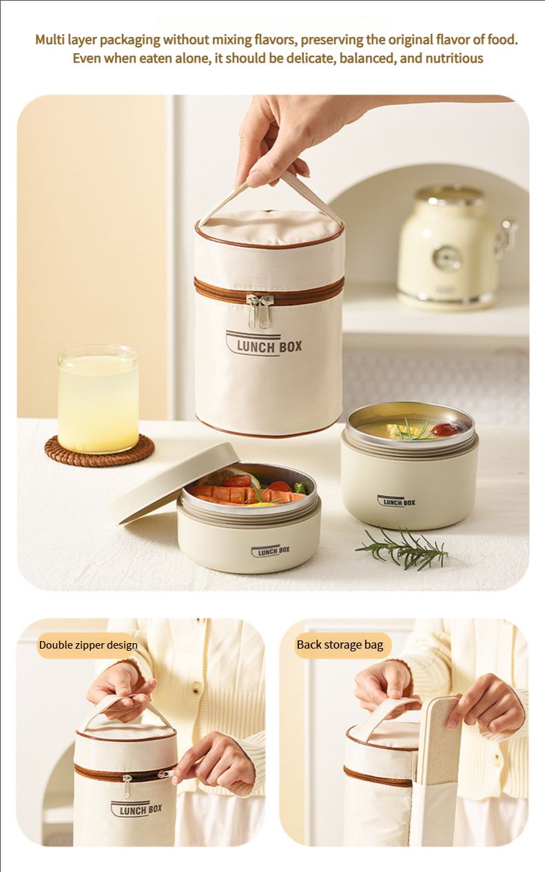 304 stainless steel insulated lunch box sealed and leak-proof portable office worker student single multi-layer mini bowl with lid heating pot lunch box