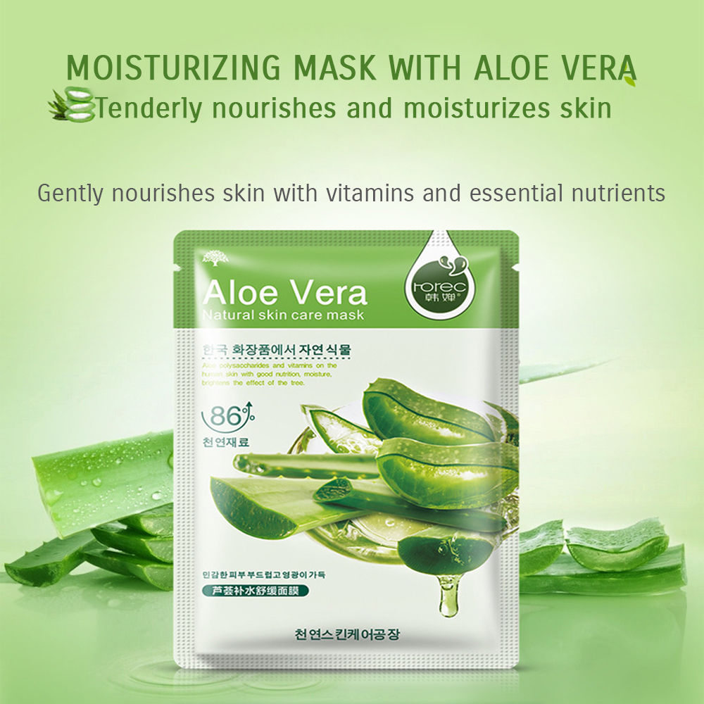 Facial Mask Plant Cosmetic SkinCare Beauty Moisturizing Oil Control Whitening Brighten Sheet Mask Aloe Honey Olive Mask 30g/Sheet