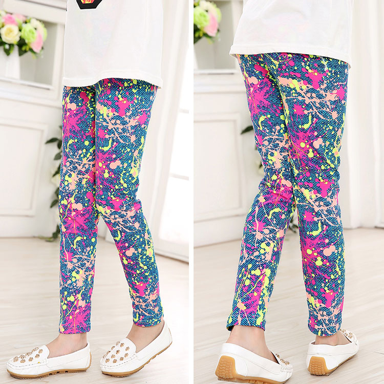 Girls Leggings Printing Flower Legging Infantil Para Menina Toddler Classic Leggings 2-14y Baby Girl Pencil Pants Kids Trousers
