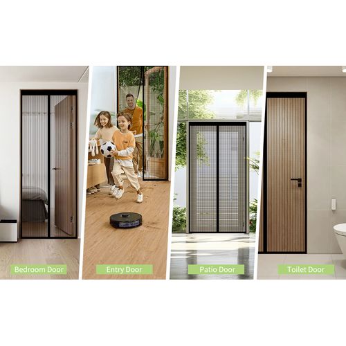 New Hot-Selling Wind Proof Mosquito Screen Door Net Curtain Anti Mosquito Mesh Fly Soft Magnetic Door Screen Curtains Mesh Magnetic Screen Door Fresh Air Flow & Keep Bugs Out-210cmX110cm
