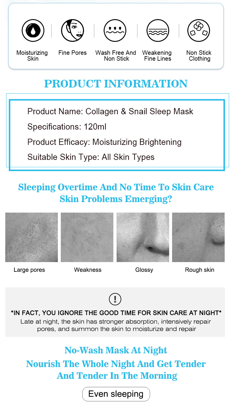 Collage & snail sleep mask cooling gel mask moisturizing brightening for all skin types