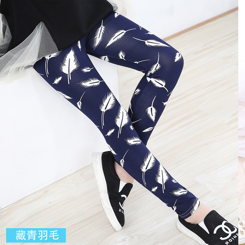Girls Leggings Printing Flower Legging Infantil Para Menina Toddler Classic Leggings 2-14y Baby Girl Pencil Pants Kids Trousers
Navy Blue Feathers