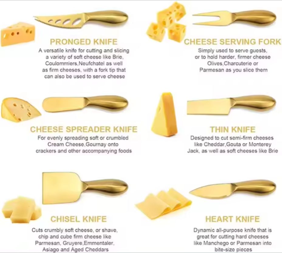 Golden Stainless Steel Slicer Cheese Knives Cutting Tool Set  for Kitchen Accessories
