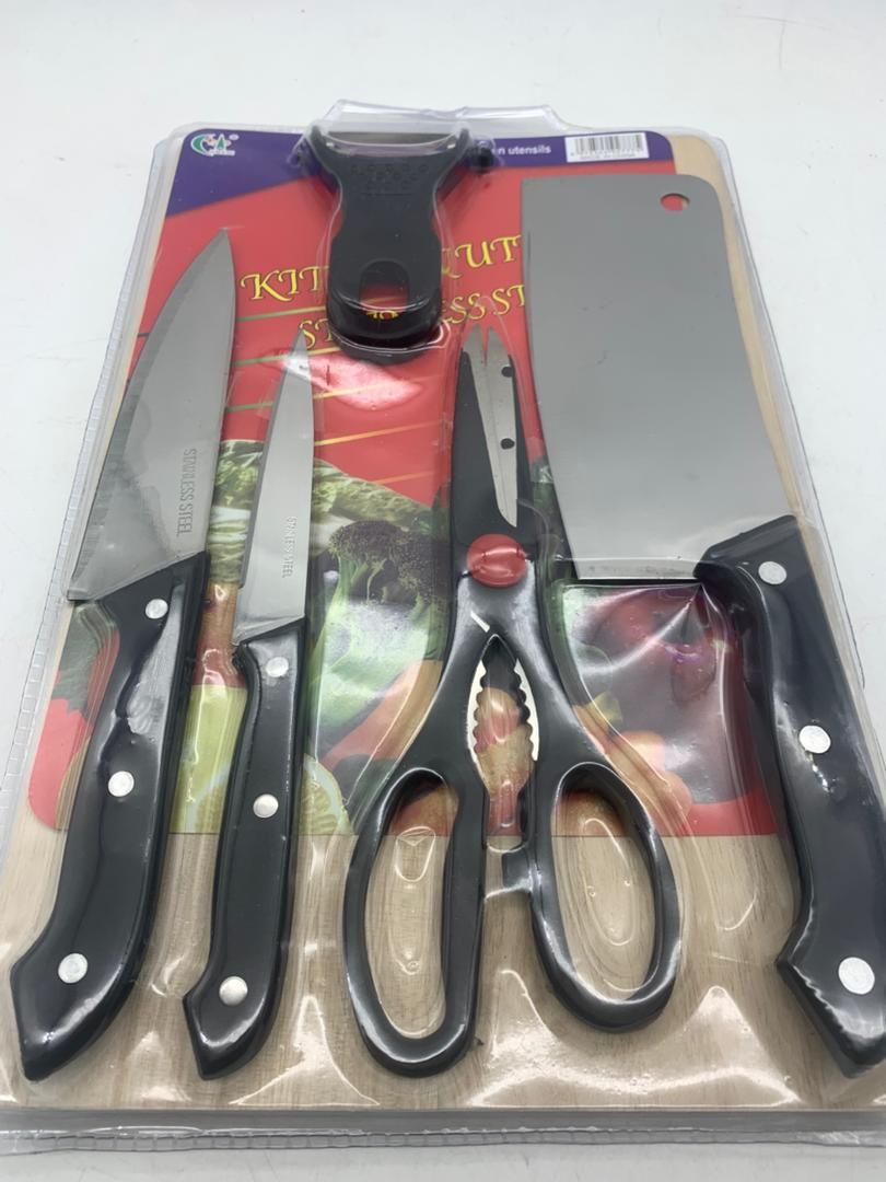 Kitchen double-sided suction knife set 3-piece knife set Stainless with Kitchen Knife Scissors Ceramic Peeler Chef Slicer 
