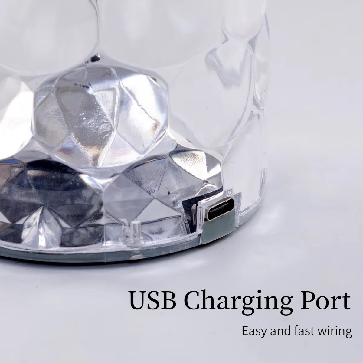 USB rechargeable water drop shape crystal table lamp bedroom dining table touch acrylic warm romantic atmosphere night light