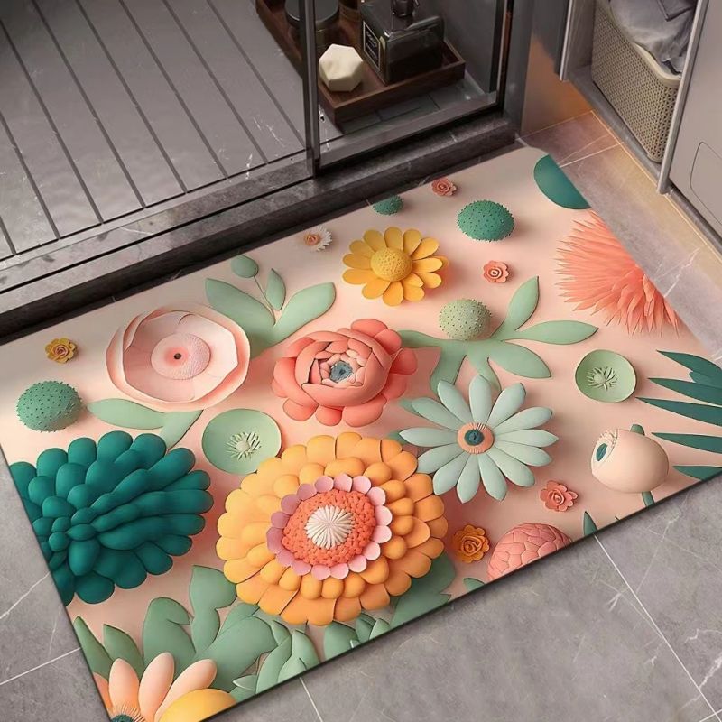 3D oil painting, diatomaceous earth absorbent floor mat, bathroom quick drying carpet, anti slip mat free shipping carpet