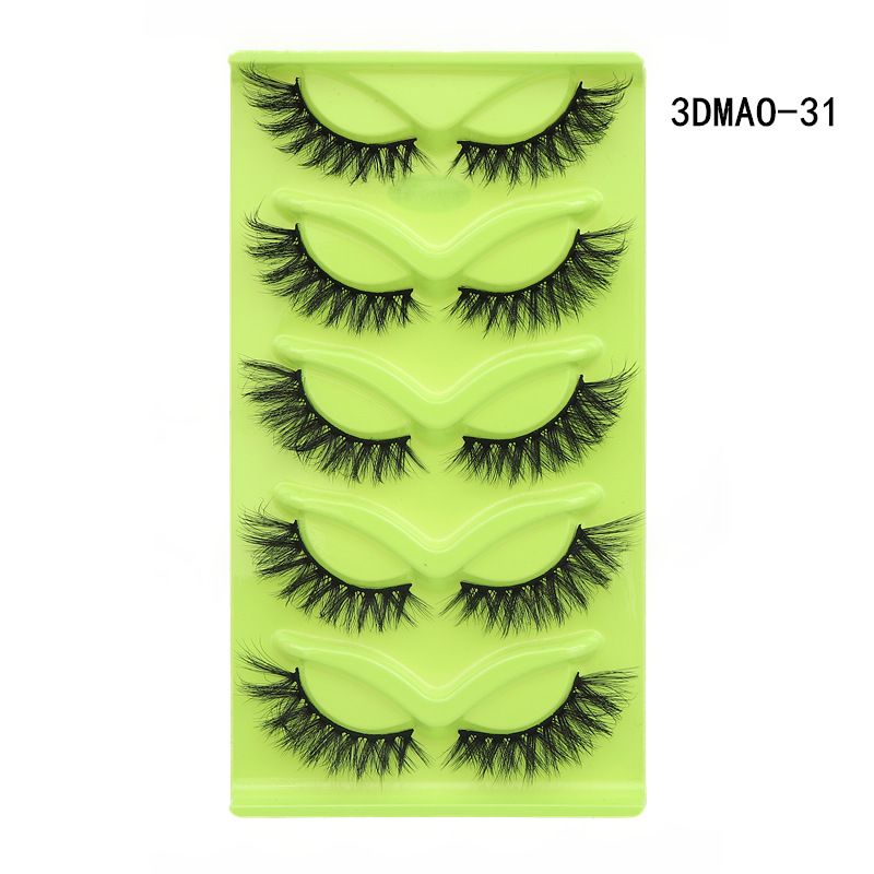 AUNONT Europe and the United States oblique fly 5 pairs of green fox eyes cat eye false eyelashes thick curling simulation fox system eyelashes