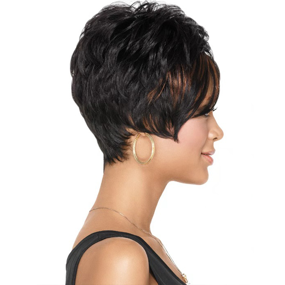 c8127/3707 Short Pixie Cut Wigs With Bangs Cute Brown Wig for Women Men Wigs Natural Looking Wig Heat Resistant Fiber Daily Party Wigs