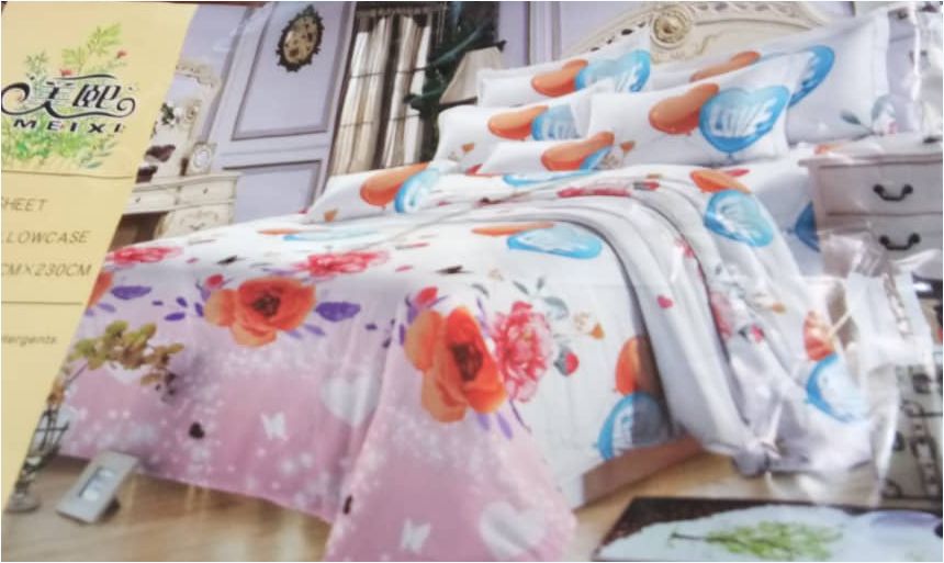 Fashionable Design 100% Polyester Cotton Printed Fabric Bed Sheet Pillow Cases Set 190cmx230cm
