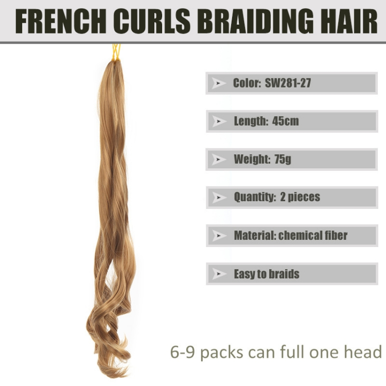 Wigs female French Curly hair Crochet needle weave Hair 2-piece set Curly hair Braid cauda equina big roll cauda equina CRRSHOP women beauty care hair dressing wig
