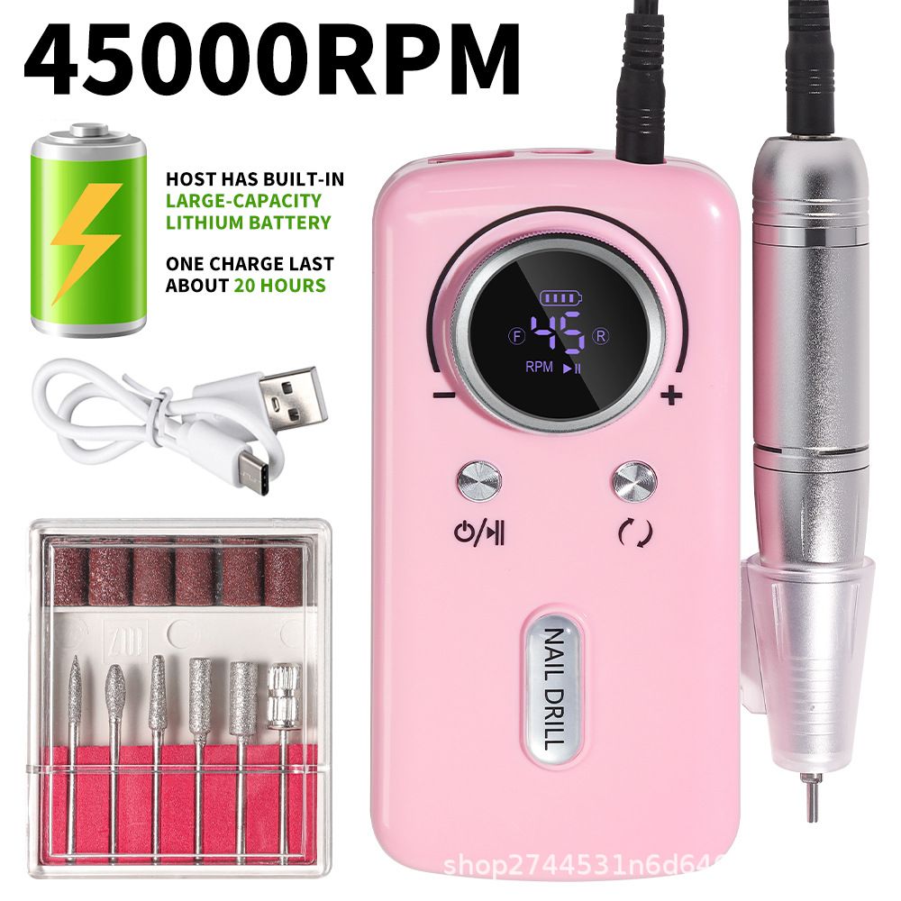 DMJ-V1 45000RPM Professional Rechargeable Electric Nail Drill Machine Portable Cordless Nail File For Acrylic Gel Nails Remove