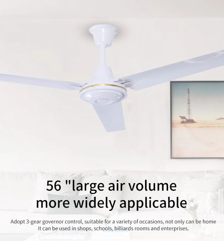 Swift Industrial 56'' 3-Blade Indoor Ceiling Fan White with wall control