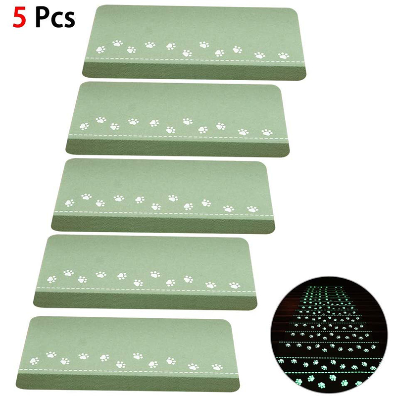 5 Pcs Stair Mats Luminous Non-Slip Floor Covering Non-Adhesive Self-Adhesive Step Stickers