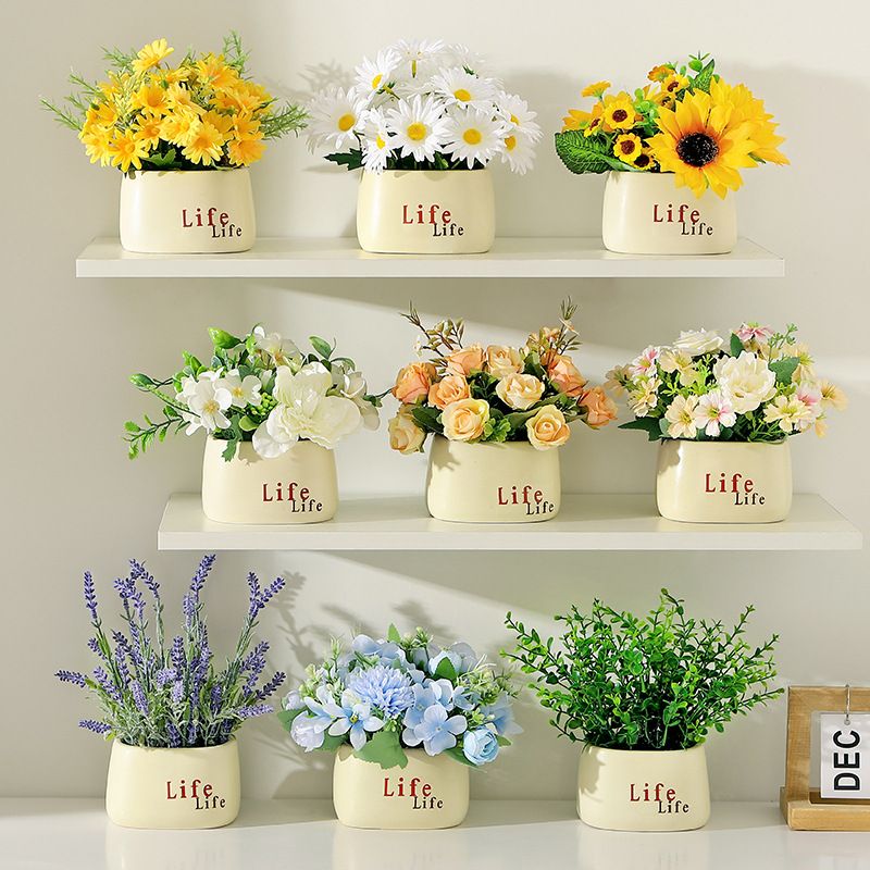 FZPJ072 Sunflower Decor Artificial Potted Plants Yellow Fake Flower in Pots, Artificial Sunflower for Bathroom Home Kitchen Rustic Table Centerpiece Shelf Decor