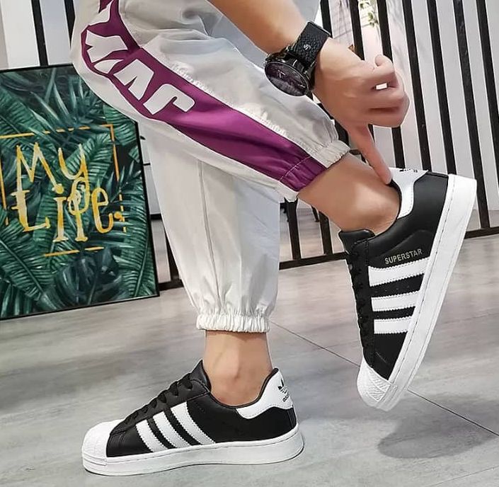 Adidas Black White Shoe Laces Flat Double Woven Anti-slip Polyester Shoelaces Sports Casual White Shoes Classic Shoelace