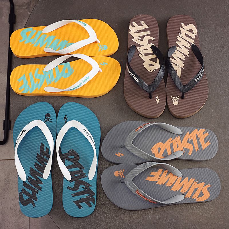 Men's Summer Breathable Flip Flops, Casual Beach Slippers with Summer Print, Non-slip Lightweight Outdoor Sandals, 9 Colors Available, EU Sizes 40-45
