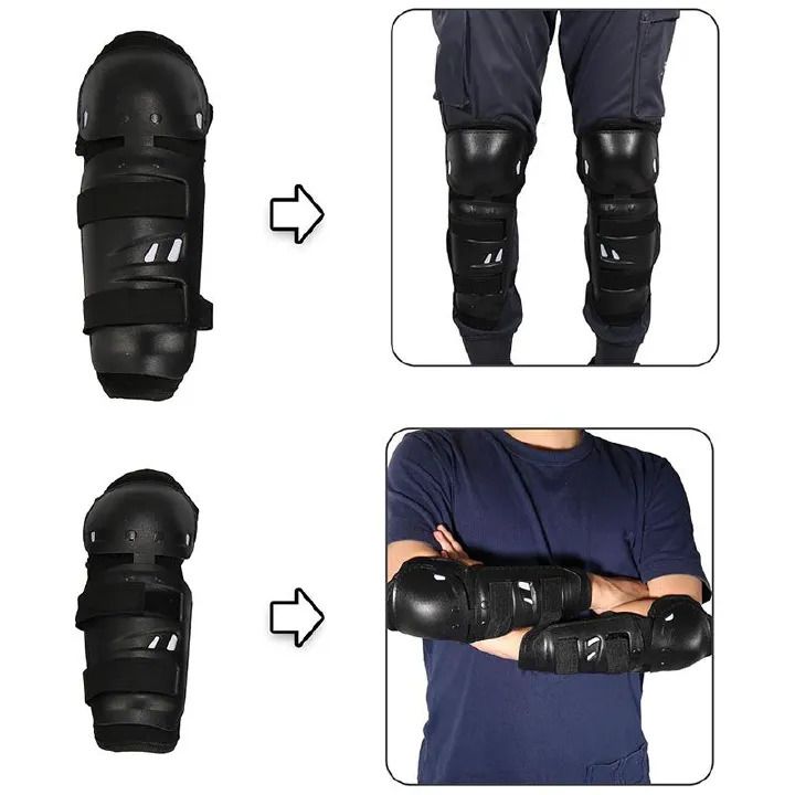 4 Piece Motorcycle Knee & Elbow Protectors Set Applicable Outdoor Cycling Protective Gear Applicable To Many Scenarios Riding Sports Anti Collision Protection