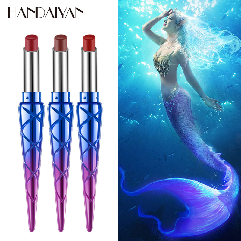 H1032 HANDAIYAN Cigarette Tube Lipstick Pen Mermaid Lipstick Lipstick Natural Vitamin E Matte Lipstick Long Lasting Color