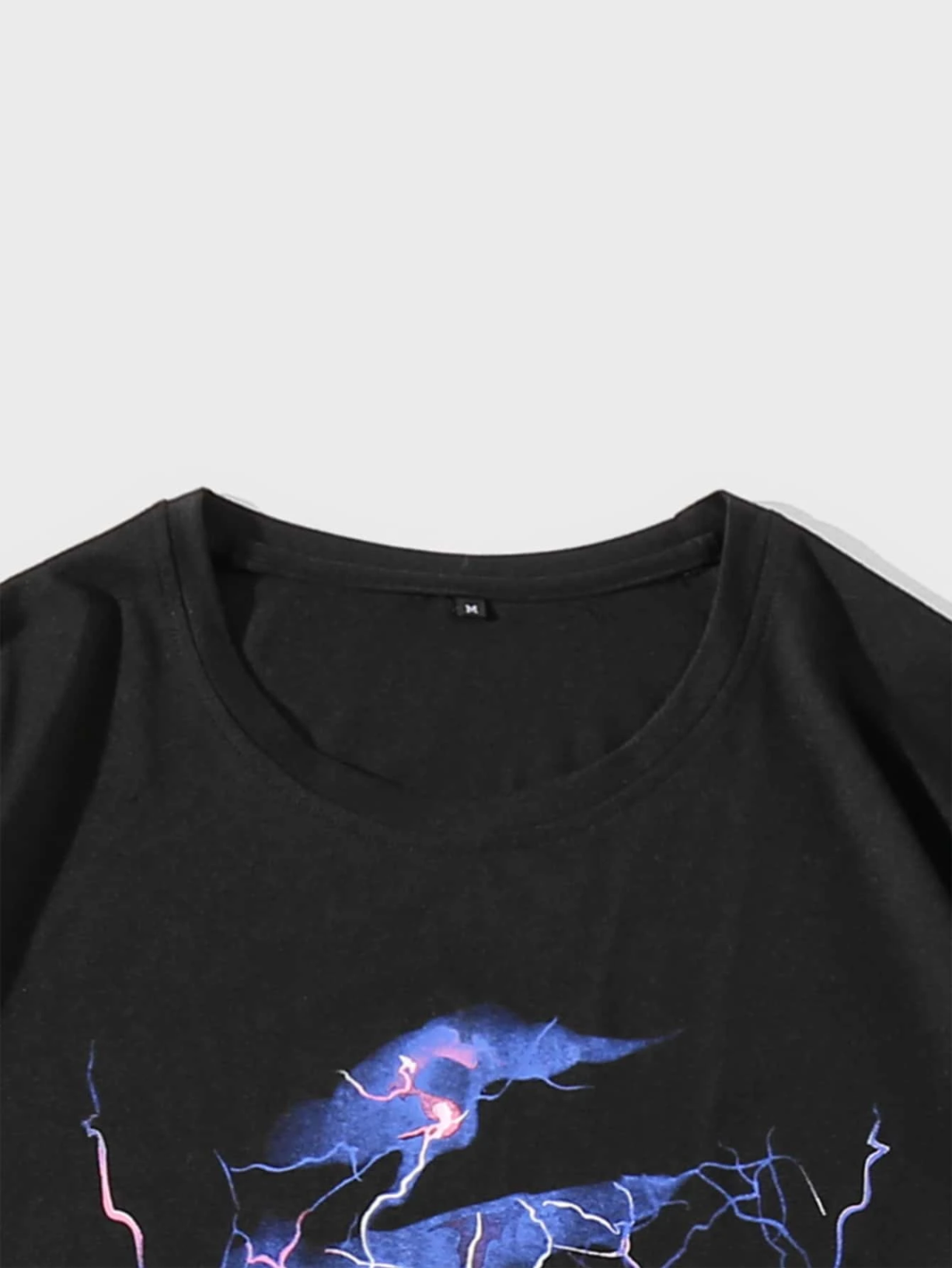 DX088#  Men Letter & Lightning Print Tee T-Shirt