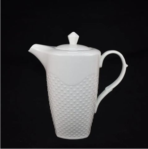 High -Quality 1700ml Ceramic White Long Teapot Porcelain Coffee Jug Set CH-05