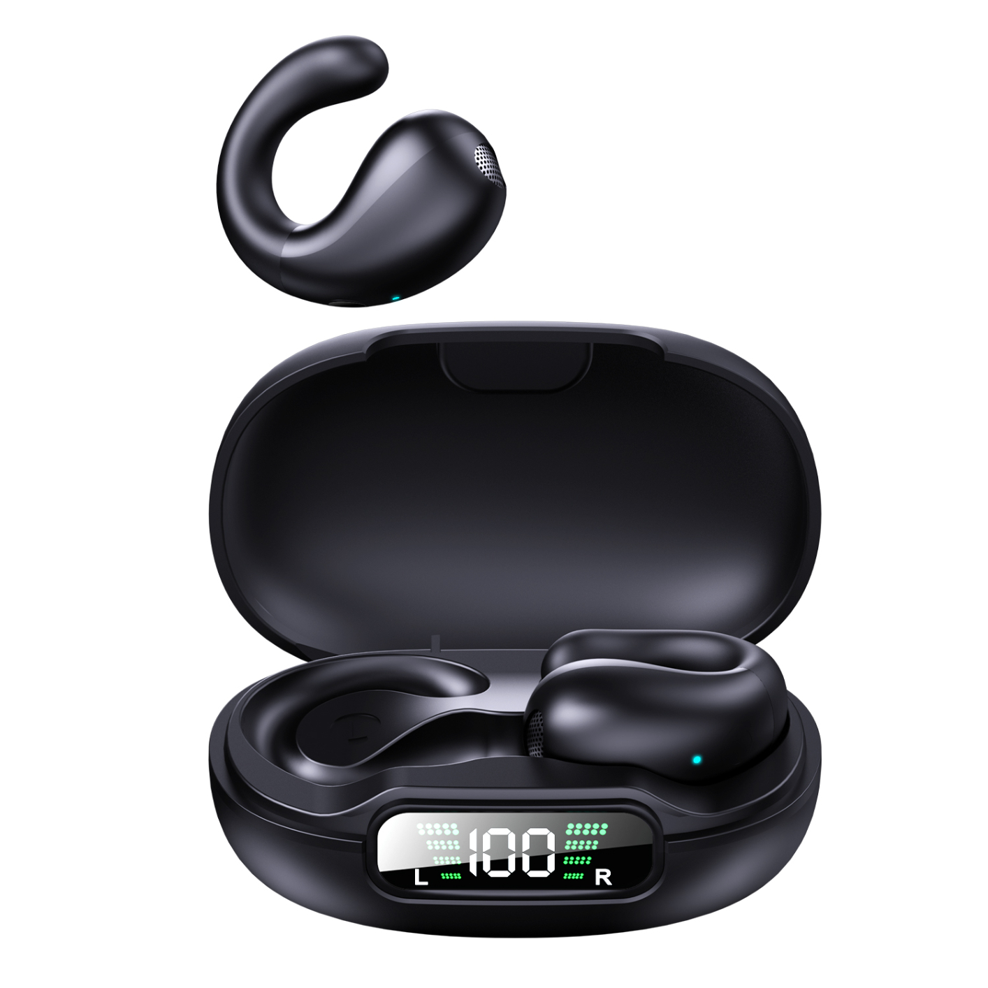 YYK-Q92 Wireless Ear Clip Bone Conduction Headphones Waterproof Bluetooth Open Ear Earbuds Cycling Earpiece Noise Canceling Headset Sports Bluetooth 5.0 Earphones Headset for Driving