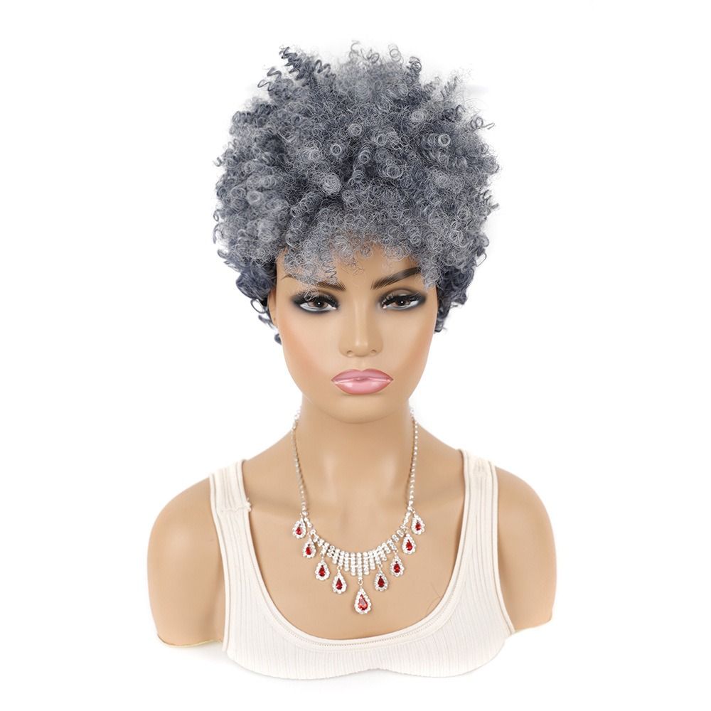 TopKiss Fashionable Women's Wig with Wavy and Cylindrical Hair Bundles, Short and Fluffy Hairpieces Local