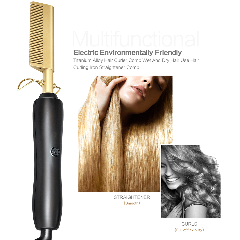 Heating Comb Straightener Electric Hot Comb Flat Iron Hair Straightening Brush Smoothing Iron Comb Hair Straightener Brush TospinoMall online shopping platform in GhanaTospinoMall Ghana online shoppin...