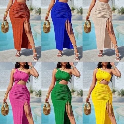 Hot Selling Sexy Open Back Fashion Dress Solid Color Bodycon Dress For Women's Resort Dress