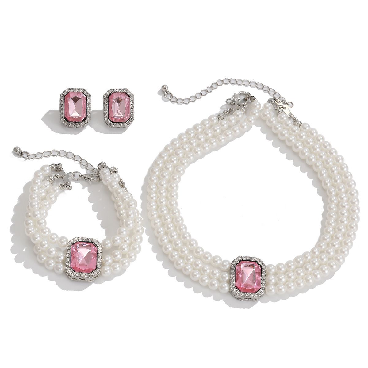 Light luxury high-end pearl necklace set, Christmas gift, friend giftPink
