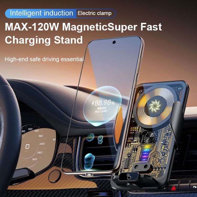 Transparent Mecha Car Phone Holder Wireless Charging Magnetic Fast Charging Multifunctional Car Navigation Support Stand
