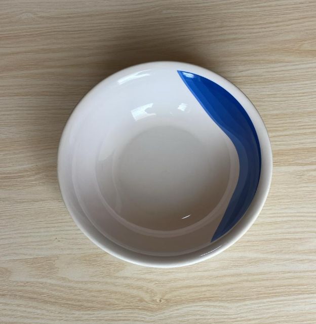 GR 26cm ware kitchen durable tableware Melamine Half side monochrome blue color Printed Design Tableware High-Grade bowl 