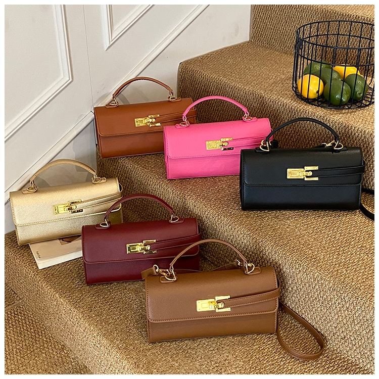 New Maillard Mini Kelly Bag Fashion Metal Lock Square Handbag Niche Designer Top Handle Crossbody Shoulder Bag for Women