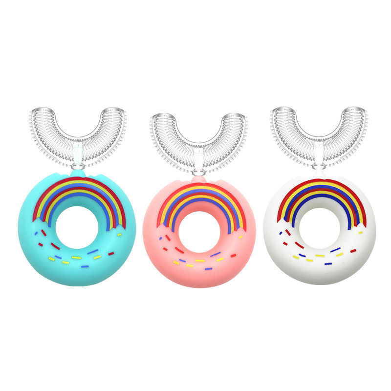 YC-S002 U Shaped Toothbrush Kids, Donut Kids Toothbrushes, Manual Children Toothbrush Bulk, Food Grade Silicone Children and Toddler Toothbrush Age 2-12
