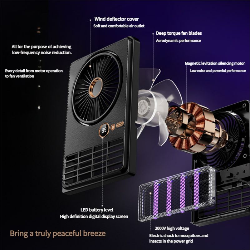 Indoor bedroom air conditioner fan mosquito killer lamp portable outdoor camping fan can be placed or hung two-in-one desktop fan mosquito killer lamp