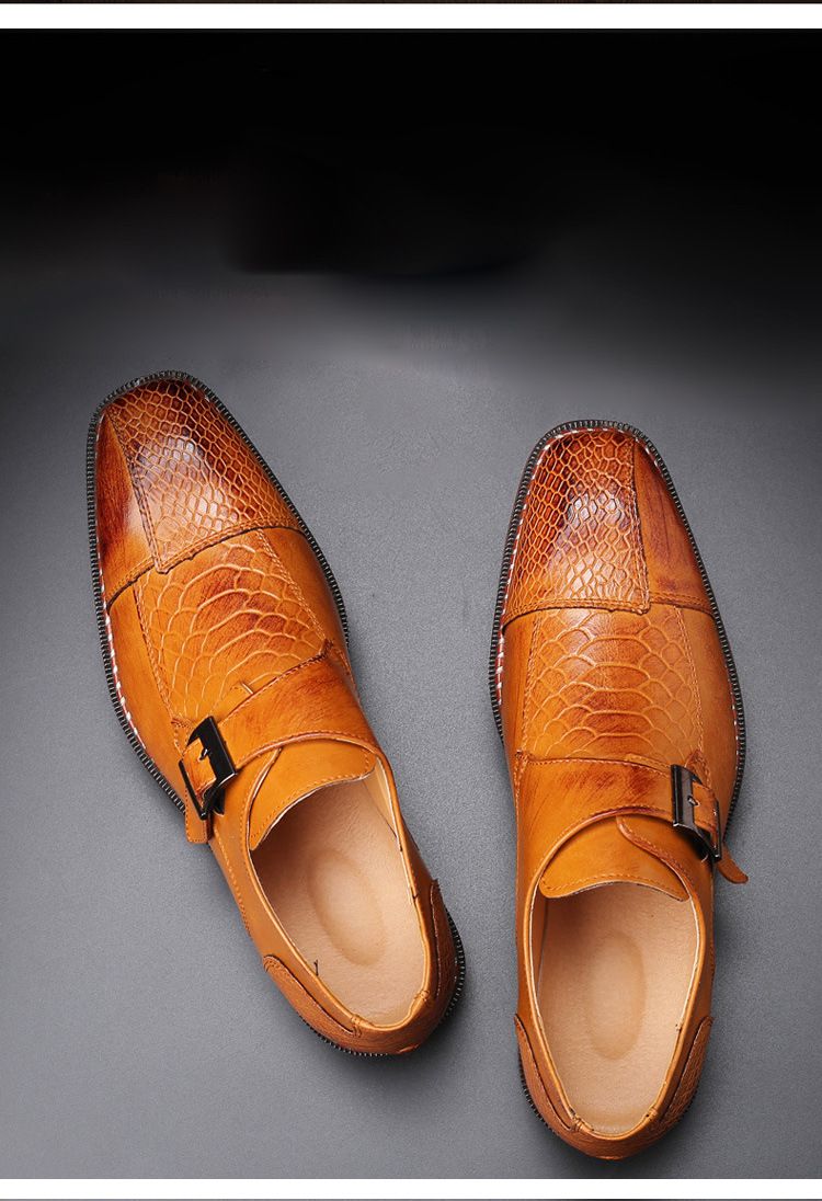 Spring new business casual men's shoes: British pointed-toe leather shoes, men's belt-buckle trendy shoes, men's cross-border shoes