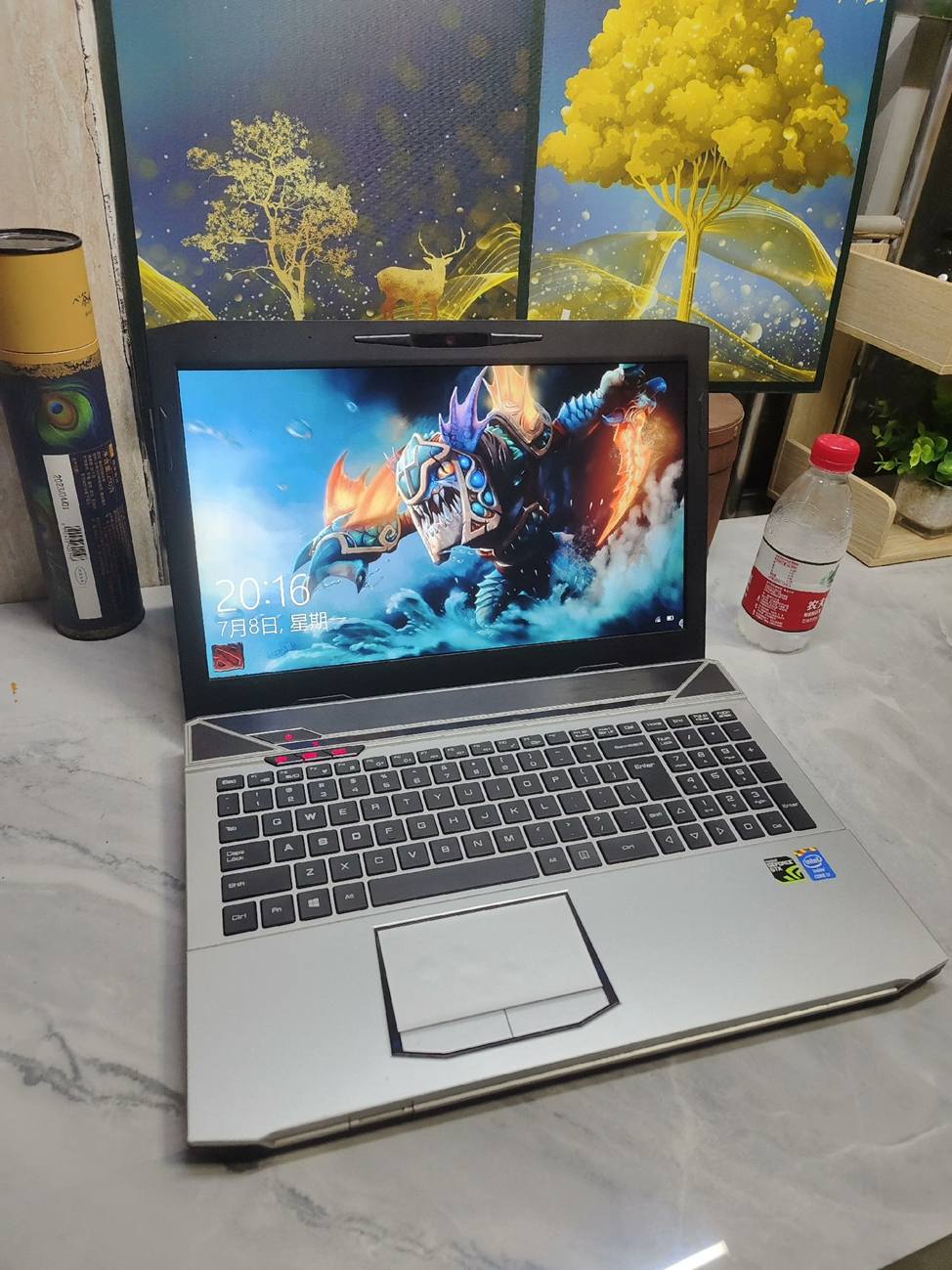 High configuration game book i7 standard pressure four core eight line 4G unique hero league csgo2 gave him love 5 across the line of fire Sword Spirit Genshin Impact entertainment learning office drawing 15.6 inch silver white 【Lowest Price Online】