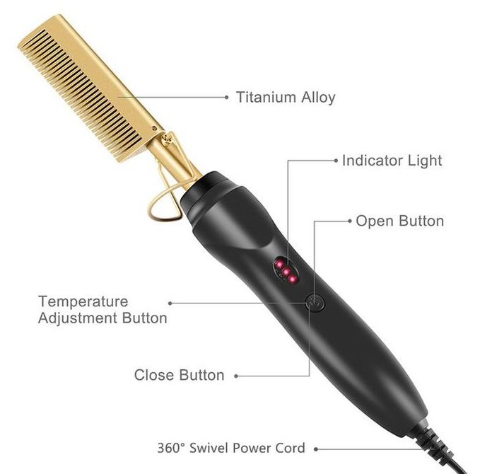 Professional Supplier Hair Straightener Brush Hot Combs Iron 500 Degrees Electric Hot Comb