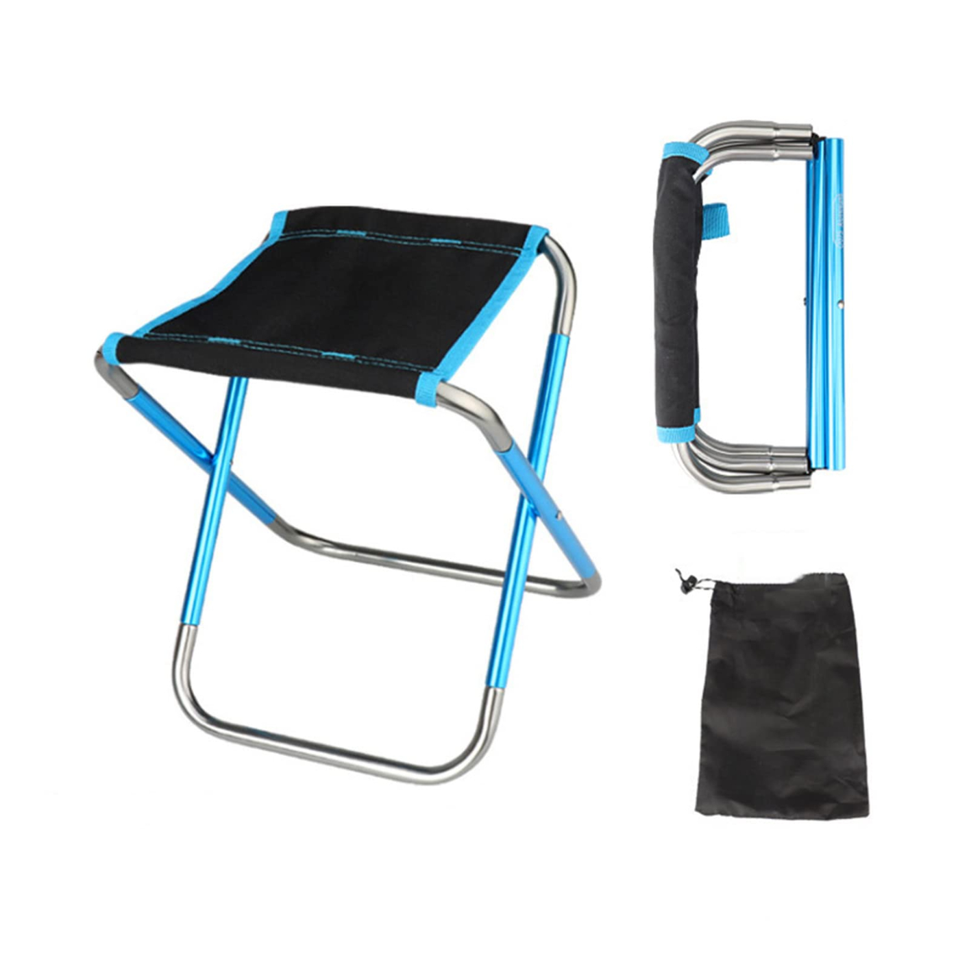 Fishing Beach Chair Outdoor Aluminum Alloy Folding Stool Folding in 3 Seconds Lightweight and Easy to Carry Blue/Orange 21*18*35cm/26*23*39cm
