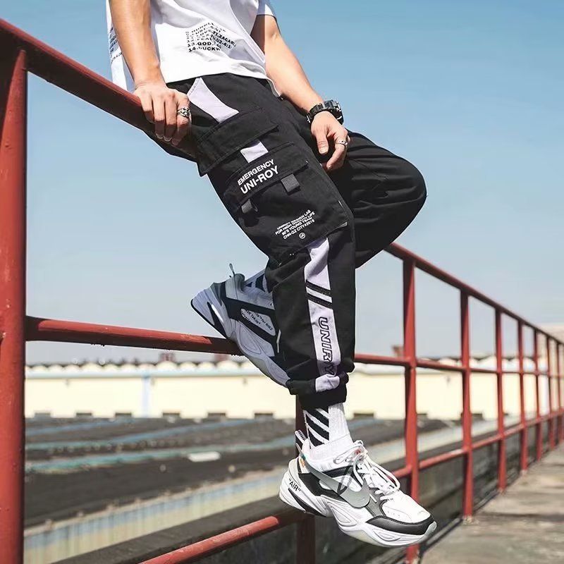 XCS D62 Men's Summer Loose Fitting Sports Pants Casual White Side Cropped Pants