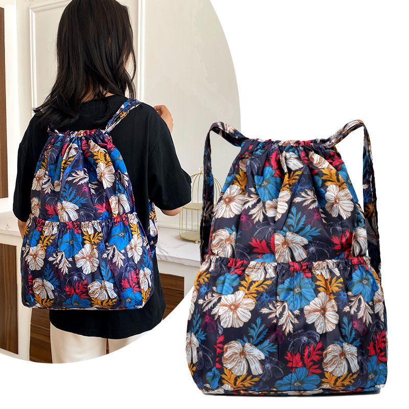 Versatile Nylon Drawstring Backpack Women Lightweight Outdoor Sports Bag Large Capacity Mommy Bag Travel Backpack

