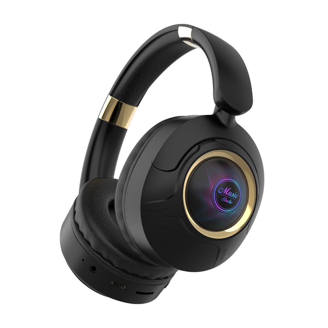 Headphone Sports Headphone Wireless Bluetooth New Noise Cancelling LED Colorful Lights with Large Earmuffs Comfortable Rotating Folding Head Mounted Bluetooth Wireless Gaming Headphones