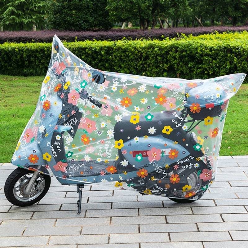 Universal PEVE Transparent Clear Printed Cover For Motorcycle Dust Dirt Water Protection Rain And Snow Sleeve For Electric Bicycle Body