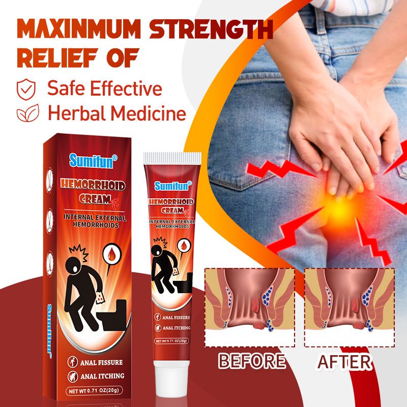 Sumifun Hemorrhoid Care Cream, Natural Herbal Piles Ointment, External & Internal Hemorrhoid Treatment with Applicator, Soothes Pain, Itching, Swelling & Anal Fissure

