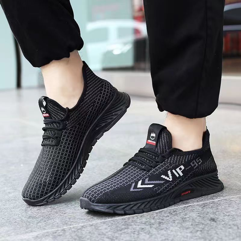 2208 Men's Outdoor Walking Lightweight Breathable Black Sneakers Casual Shoes